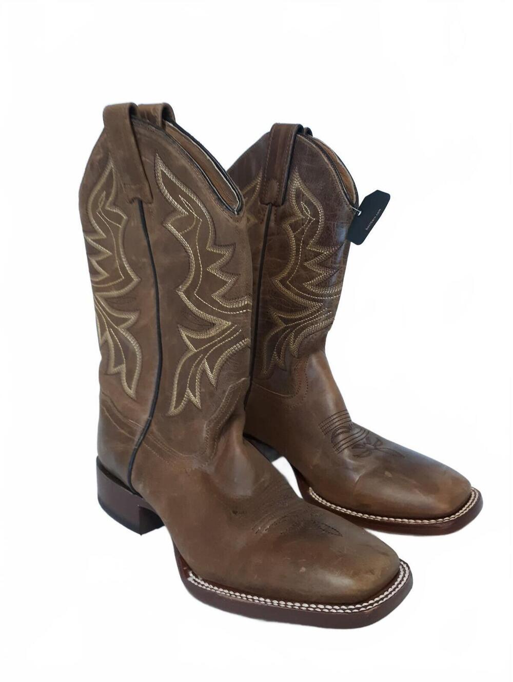 Shyanne Women's Brown Leather Square Toe Western Cowgirl Boots Size 6.5 B